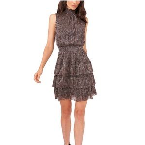 NWT PETITE SMOCKED METALLIC DRESS